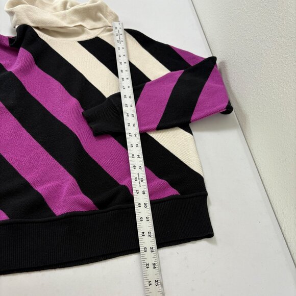 Per Se by Carlisle Striped Turtleneck Sweater Size S Purple Black Silk Blend - Picture 11 of 11